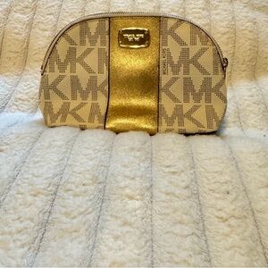 Michael Kors Gold and Tan Logo Pouch
